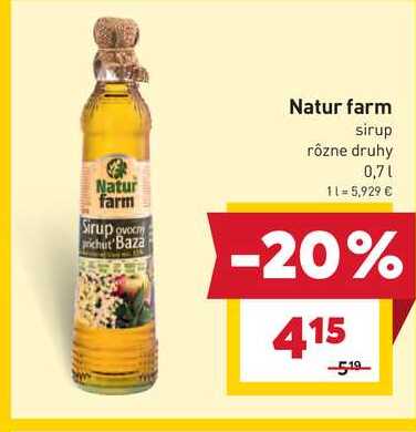 Natur farm sirup rôzne druhy 0,7l