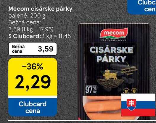 Mecom cisárske párky balené, 200 g 