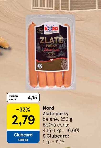 Nord Zlaté párky balené, 250 g 