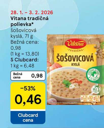 Vitana tradičná polievka šošovicová kyslá, 71 g