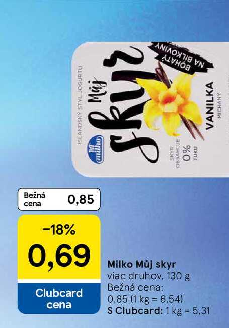 Milko Můj skyr viac druhov 130 g