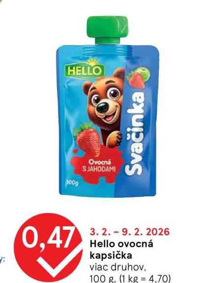Hello ovocná kapsička viac druhov, 100 g