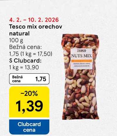Tesco mix orechov natural 100 g 