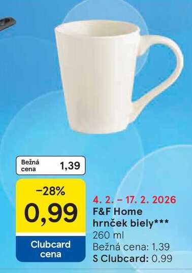 F&F Home hrnček biely 260 ml 