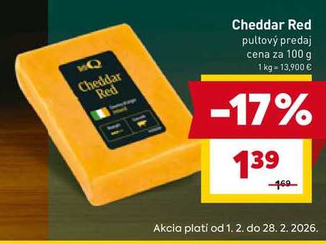 Cheddar Red pultový predaj cena za 100 g 