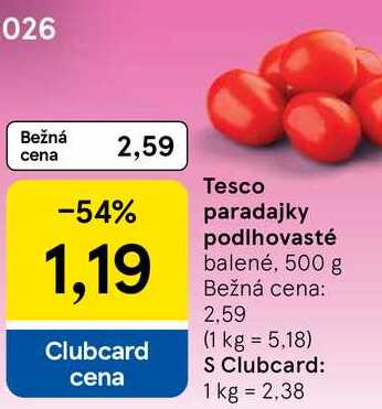 Tesco paradajky podlhovasté balené 500 g 