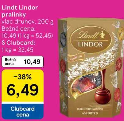 Lindt Lindor pralinky viac druhov, 200 g 