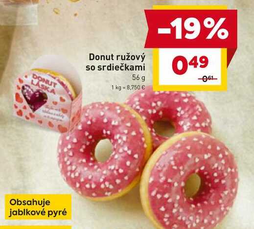 Donut ružový so srdiečkami 56g