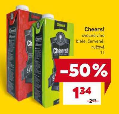 Cheers! ovocné víno biele, červené, ružové 1l