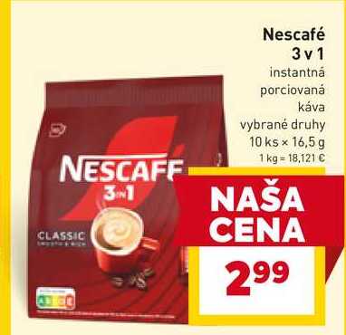 Nescafé 3v1 instantná porciovaná káva vybrané druhy 10 ks x 16,5 g