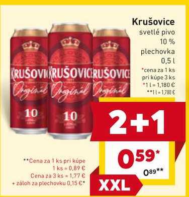 Krušovice svetlé pivo 10% plechovka 0,5l