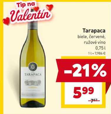 Tarapaca biele, červené, ružové víno 0,75l