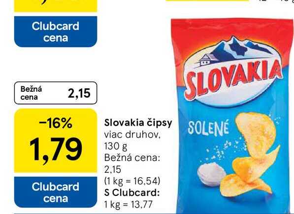 Slovakia čipsy viac druhov 130 g