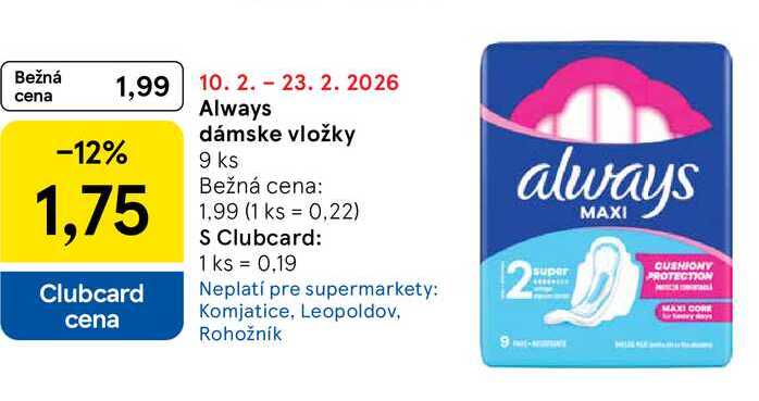 Always dámske vložky 9 ks 