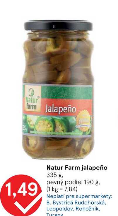 Natur Farm jalapeño 335 g pevný podiel 190 g