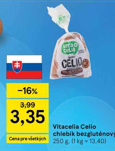 Vitacelia Celio chlebík bezgluténový 250 g