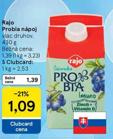 Rajo Probia nápoj viac druhov, 430 g 