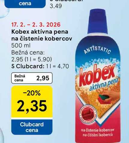 Kobex aktívna pena na čistenie kobercov 500 ml