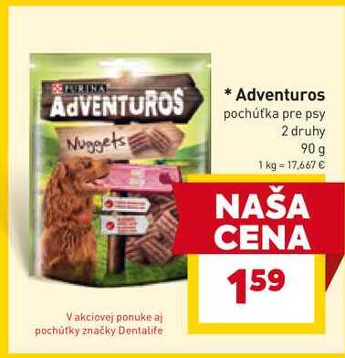 Adventuros pochúťka pre psy 2 druhy 90 g