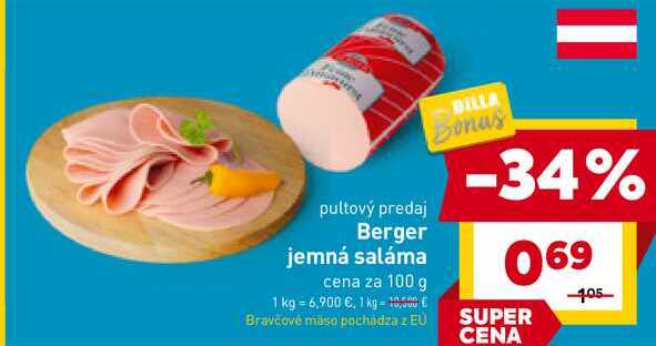 Berger jemná saláma cena za 100 g