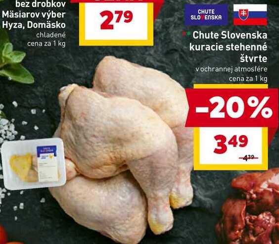 Kuracie stehenné štvrte vochrannej atmosfére cena za 1 kg