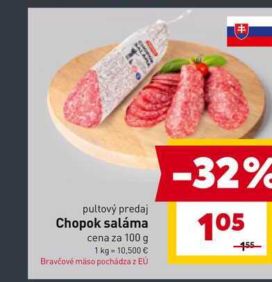 Chopok saláma cena za 100 g