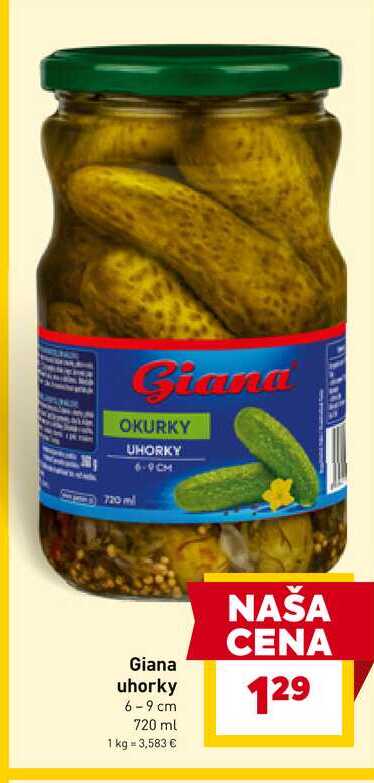 Giana uhorky 6-9 cm 720 ml 