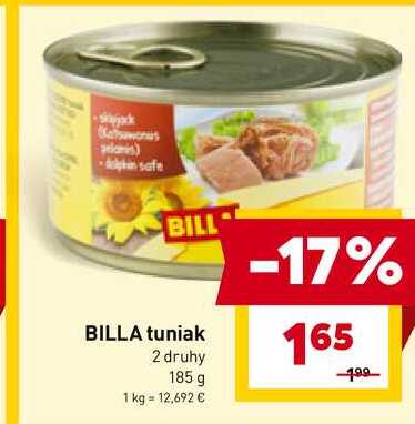 BILLA tuniak 2 druhy 185 g 