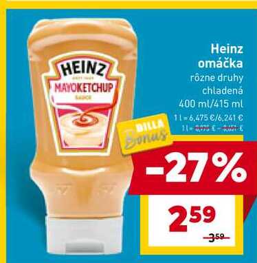 Heinz omáčka rôzne druhy chladená 400 ml/415 ml 