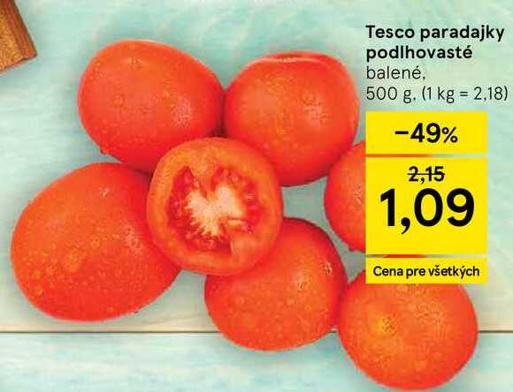 Tesco paradajky podlhovasté balené, 500 g