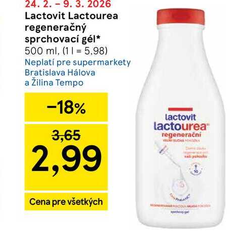 Lactovit Lactourea regeneračný sprchovací gél 500 ml