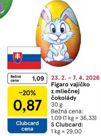 Figaro vajíčko z mliečnej čokolády 30g