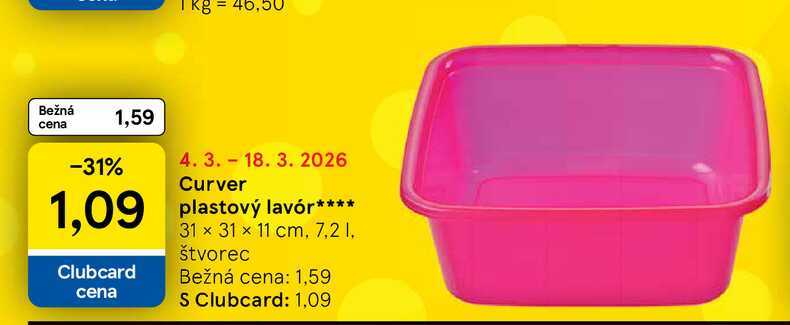 Curver plastový lavór 31 x 31 x 11 cm, 7,2l