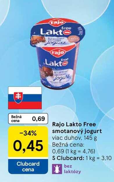 Rajo Lakto Free smotanový jogurt viac duhov, 145 g