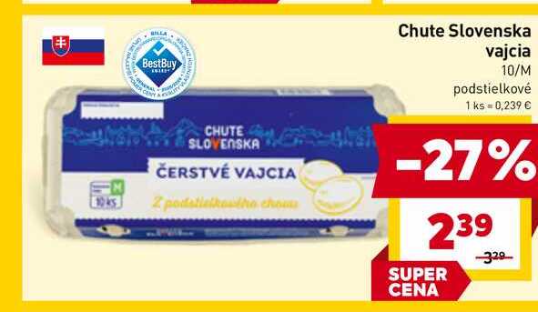 Chute Slovenska vajcia 10/M podstielkové