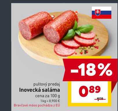 Inovecká saláma cena za 100 g 