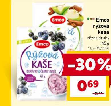 Emco ryžová kaša rôzne druhy 45g 