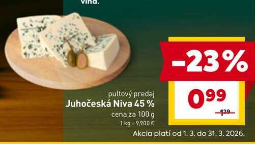 Jihočeská Niva 45% cena za 100 g 