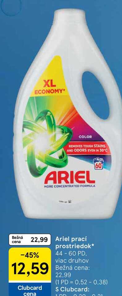 Ariel prací prostriedok 44 - 60 PD, viac druhov 