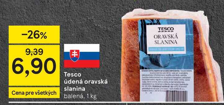 Tesco údená oravská slanina balená, 1 kg 