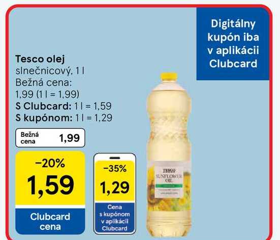 Tesco olej slnečnicový, 1l