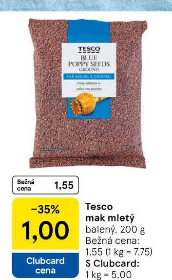 Tesco mak mletý balený, 200 g