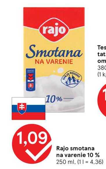 Rajo smotana na varenie 10 % 250 ml