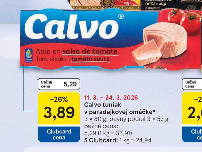 Calvo tuniak v paradajkovej omáčke 3 x 80 g