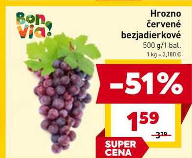 Hrozno červené bezjadierkové 500 g