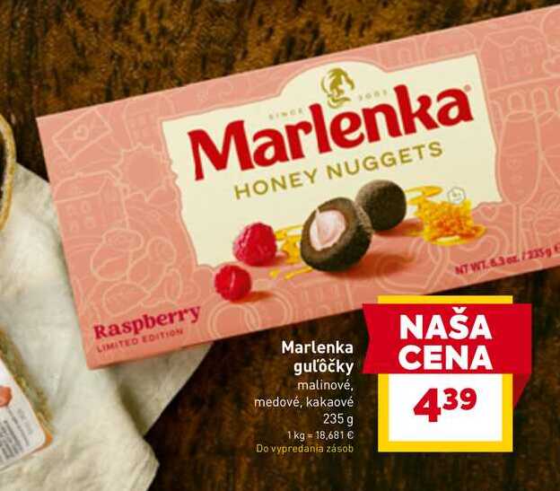 Marlenka guľôčky malinové, medové, kakaové 235 g