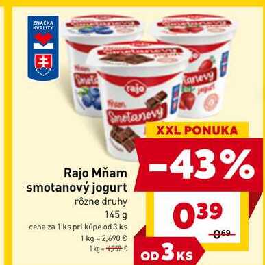 Rajo Mňam smotanový jogurt rôzne druhy 145 g 