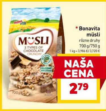Bonavita müsli rôzne druhy 700 g/750 g
