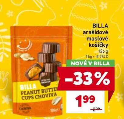 BILLA arašidové maslové košíčky 126 g
