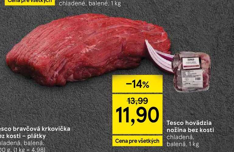 Tesco hovädzia nožina bez kosti chladená 1kg